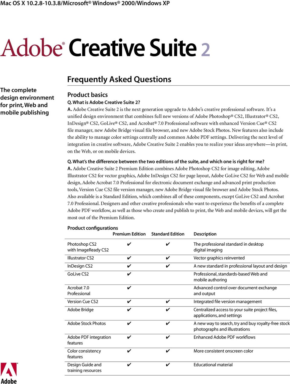 adobe design suite with photoshop 7.0 and indesign 2.0 for mac