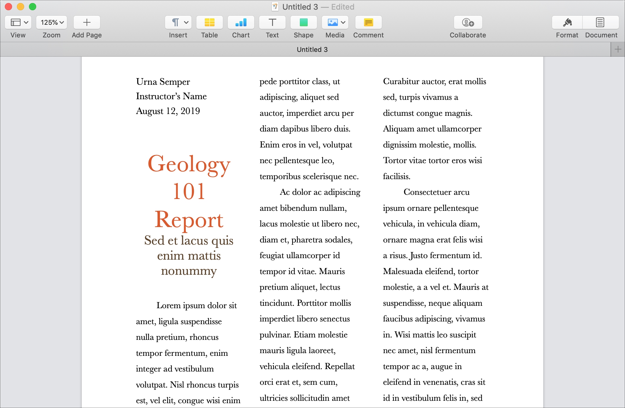two columns on word for mac